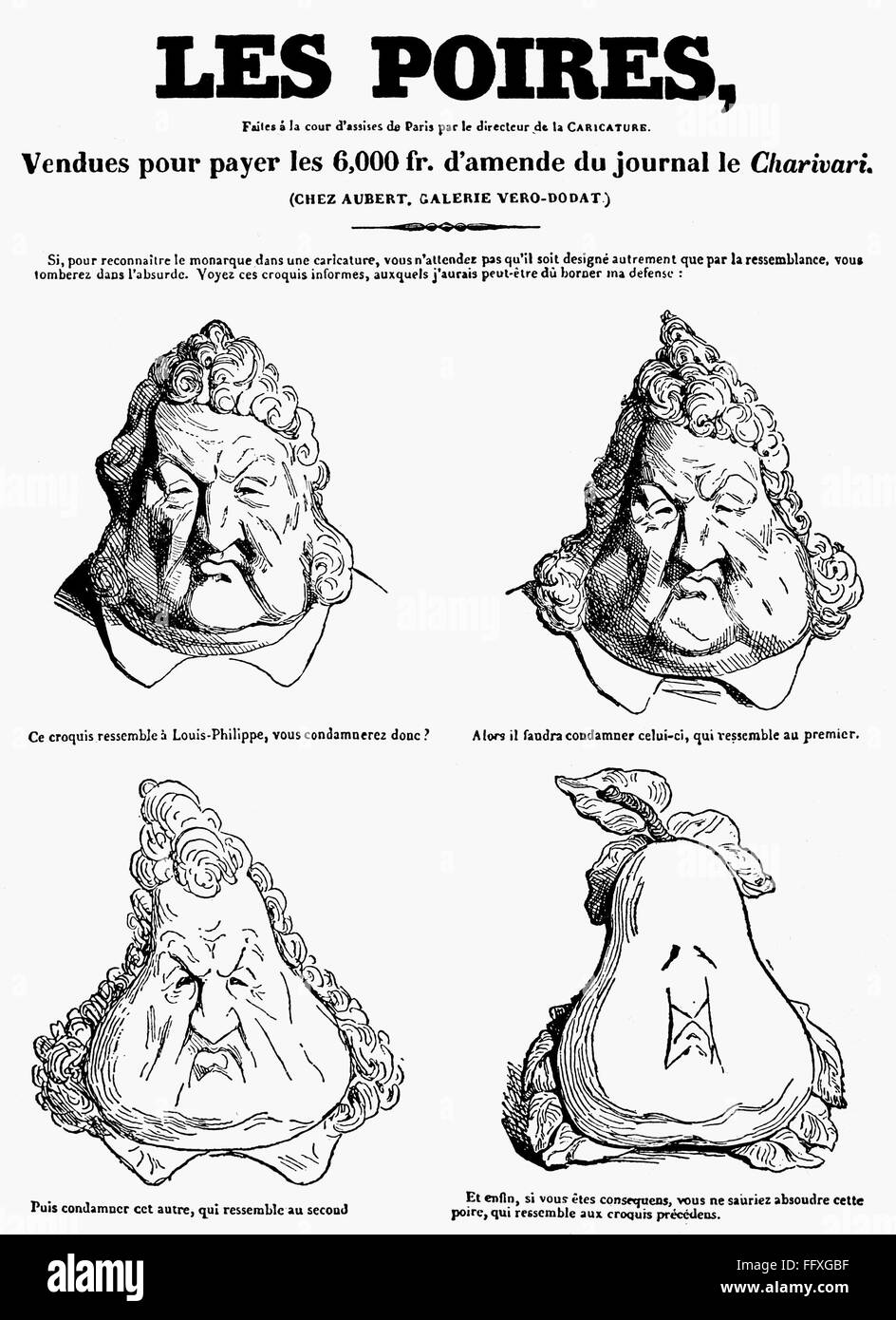 Image of LOUIS PHILIPPE (1773-1850). - King Of France, 1830-48. Cartoon By  Honoré Daumier Depicting King Louis-Philippe Turning Into A Pear. The  Caption Says That The Pears Are For Sale To Meet