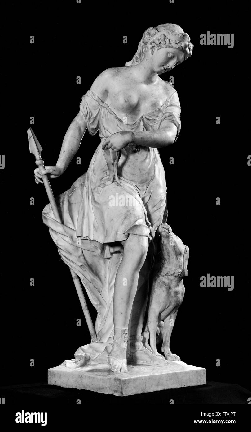 LEMOYNE DIANA, 1726. /nMarble sculpture of the Roman goddess Diana, by