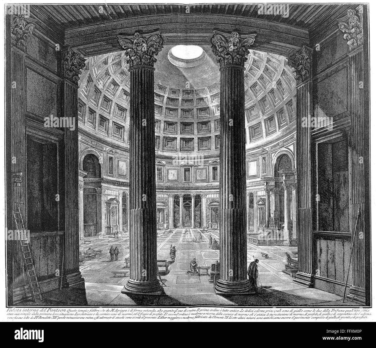 ROME: PANTHEON. /nInterior of the Pantheon in Rome. Etching and engraving by Giovanni Battista Piranesi, c1756. Stock Photo