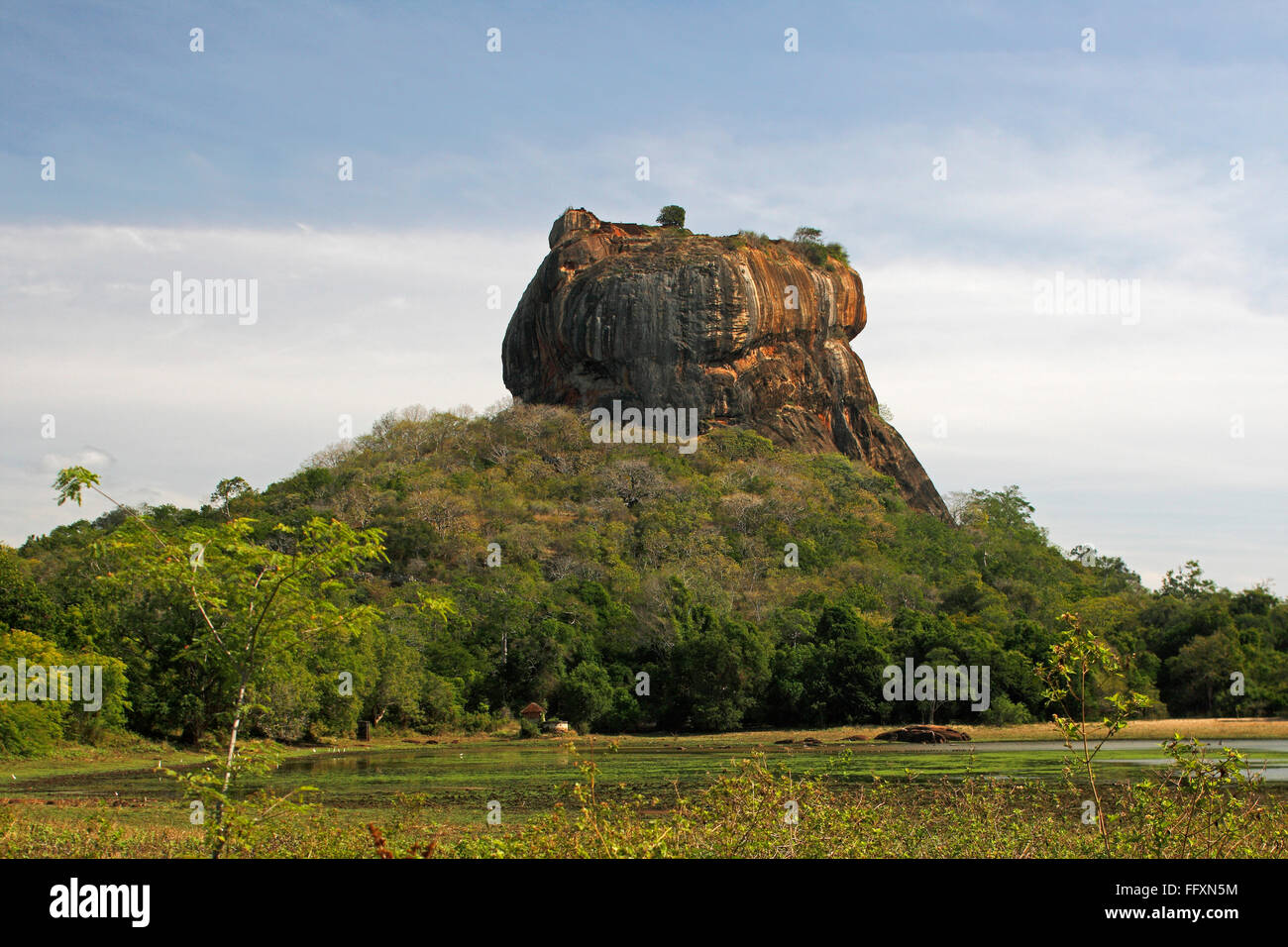 Rising 200m strait up over dusty plains of north central sri lanka on top us to be king kassapa's palace Sri Lanka Stock Photo