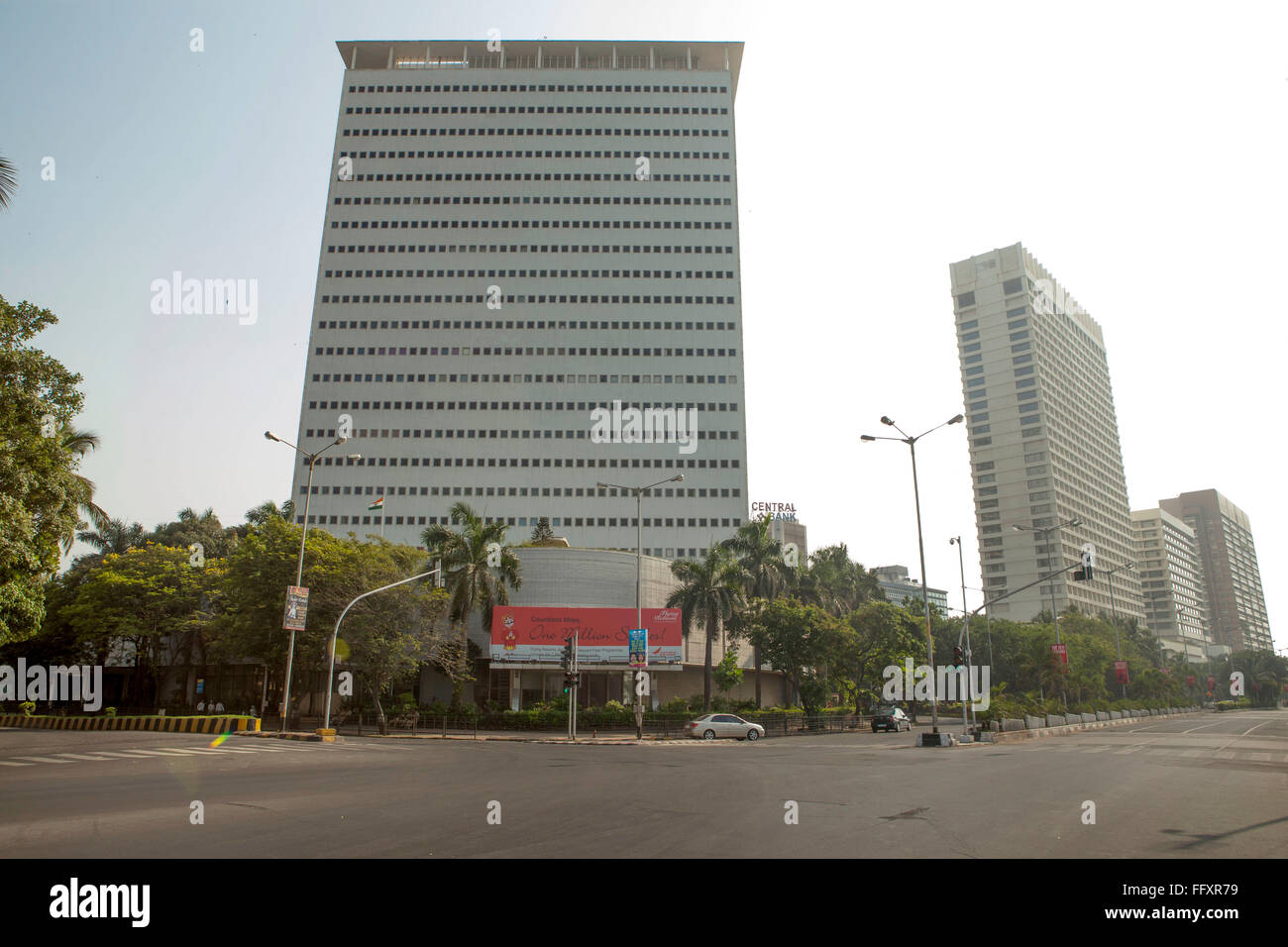 Lockdown empty road ; Air India building ; nariman point ; marine drive ; mumbai ; maharashtra ; India ; asia Stock Photo