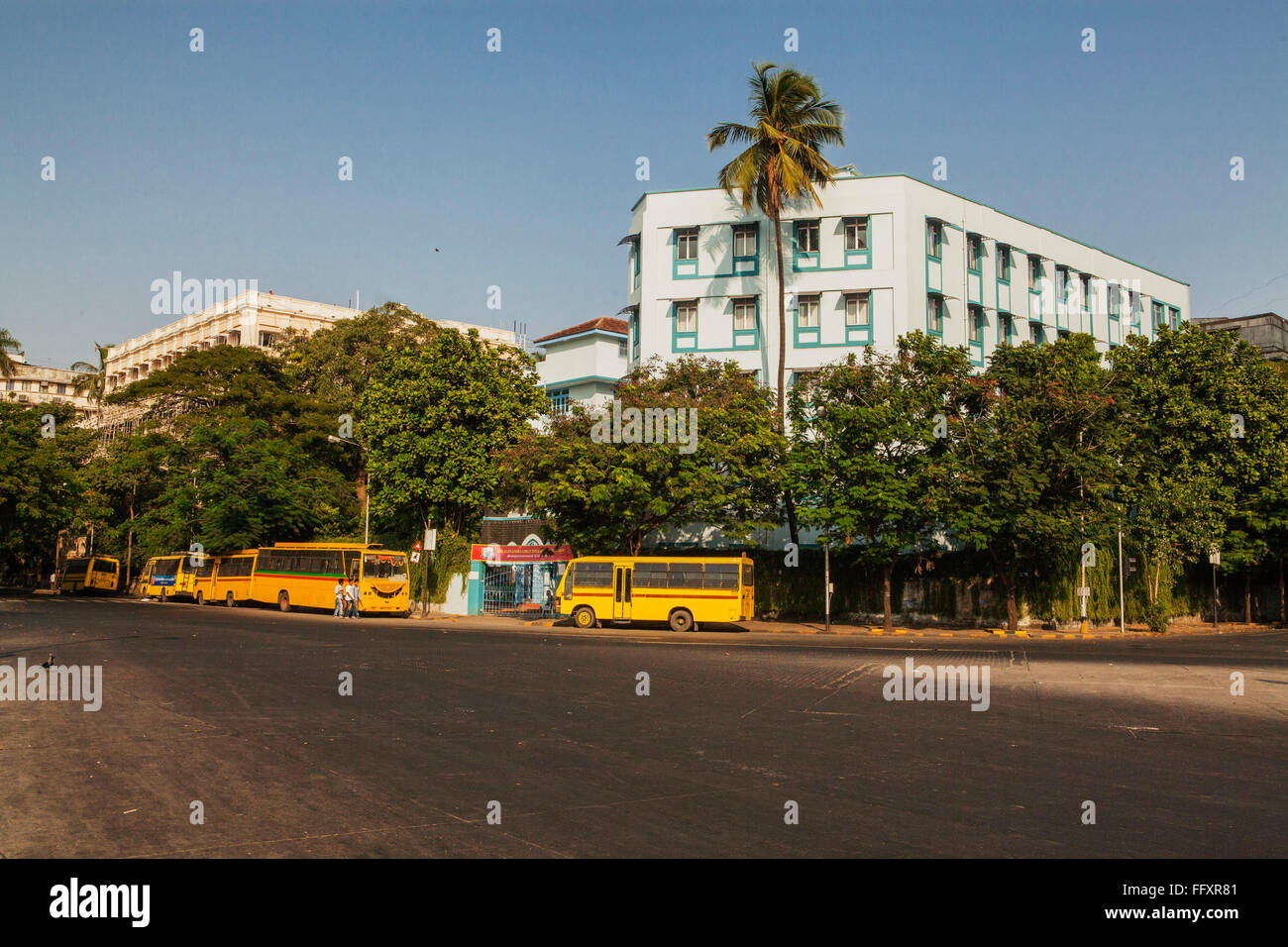 Lockdown empty road of Alexandra Girls English Institution ; mumbai ; maharashtra ; India ; asia Stock Photo