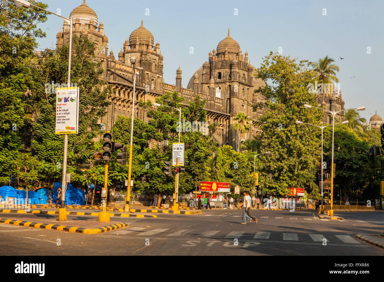 Lockdown empty road ; General Post Office ; mumbai ;  maharashtra ; India ; asia Stock Photo