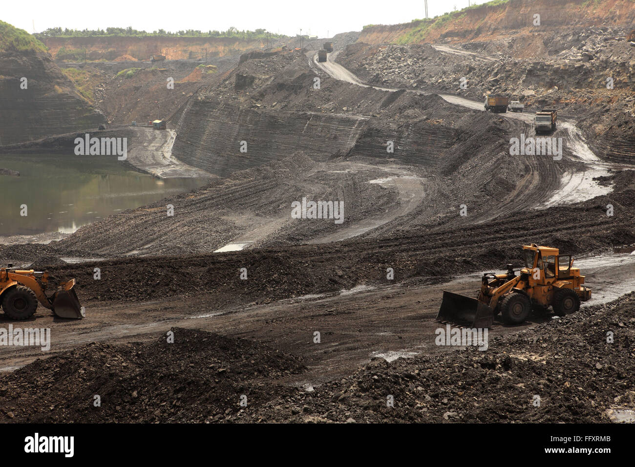 Open cast coal mines of the Mahanadi Coal Fields Jharsuguda Orissa Odisha India Asia Stock Photo