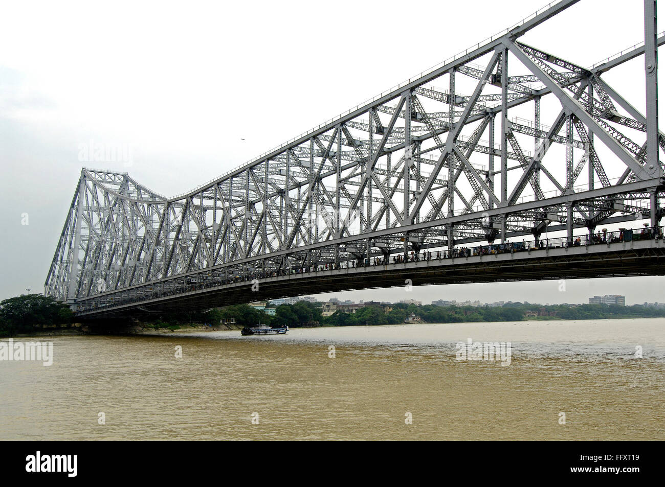 Howrah Bridge Rabindra Setu on river hooghly huge cantilever and wide