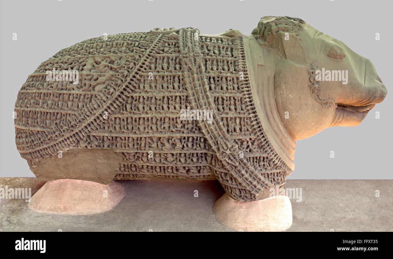 Varaha with engravings of human figures all over body made in 10th century AD. , district Jabalpur , Madhya Pradesh Stock Photo