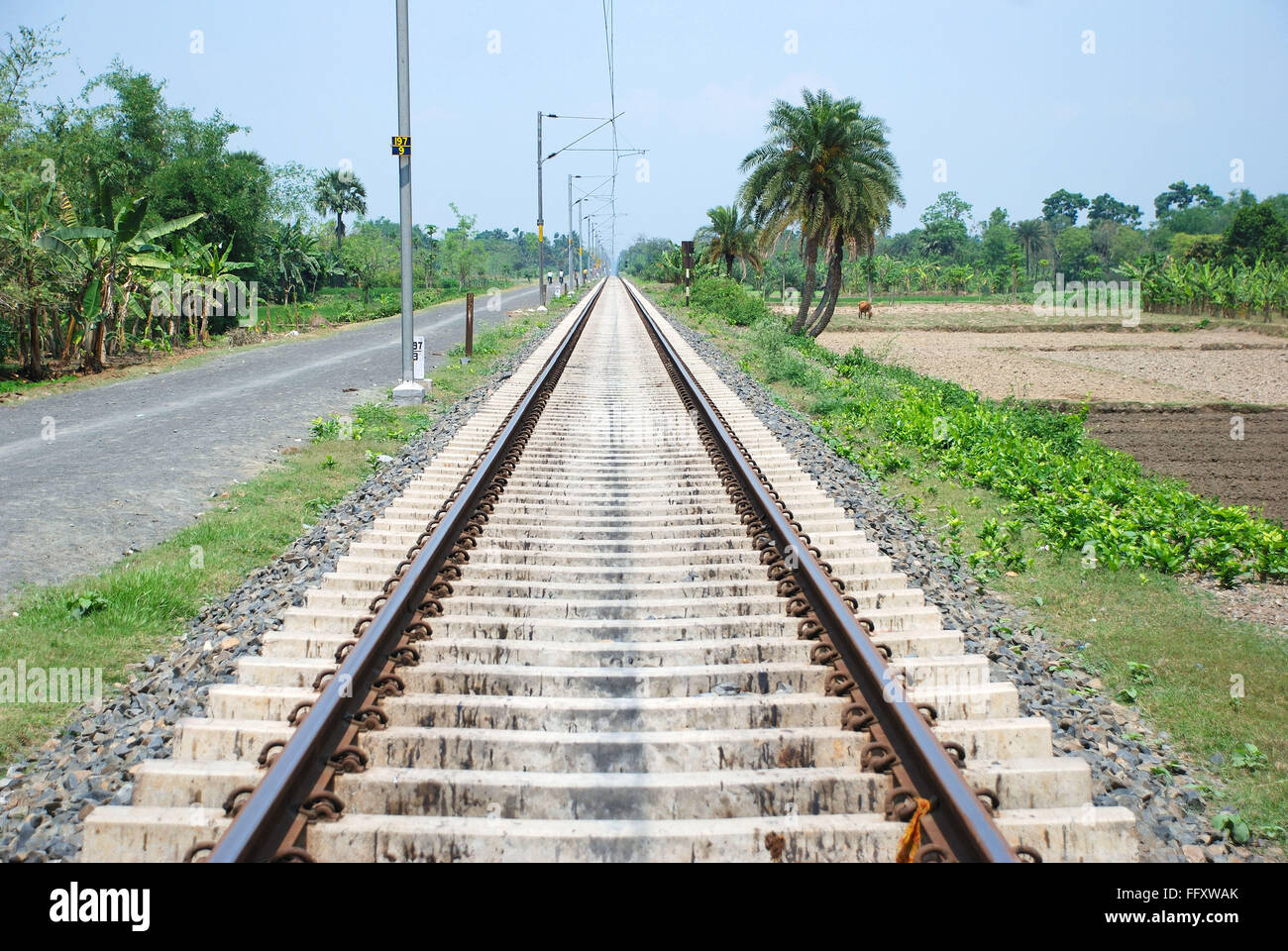 Concrete railway track Stock Photo Alamy