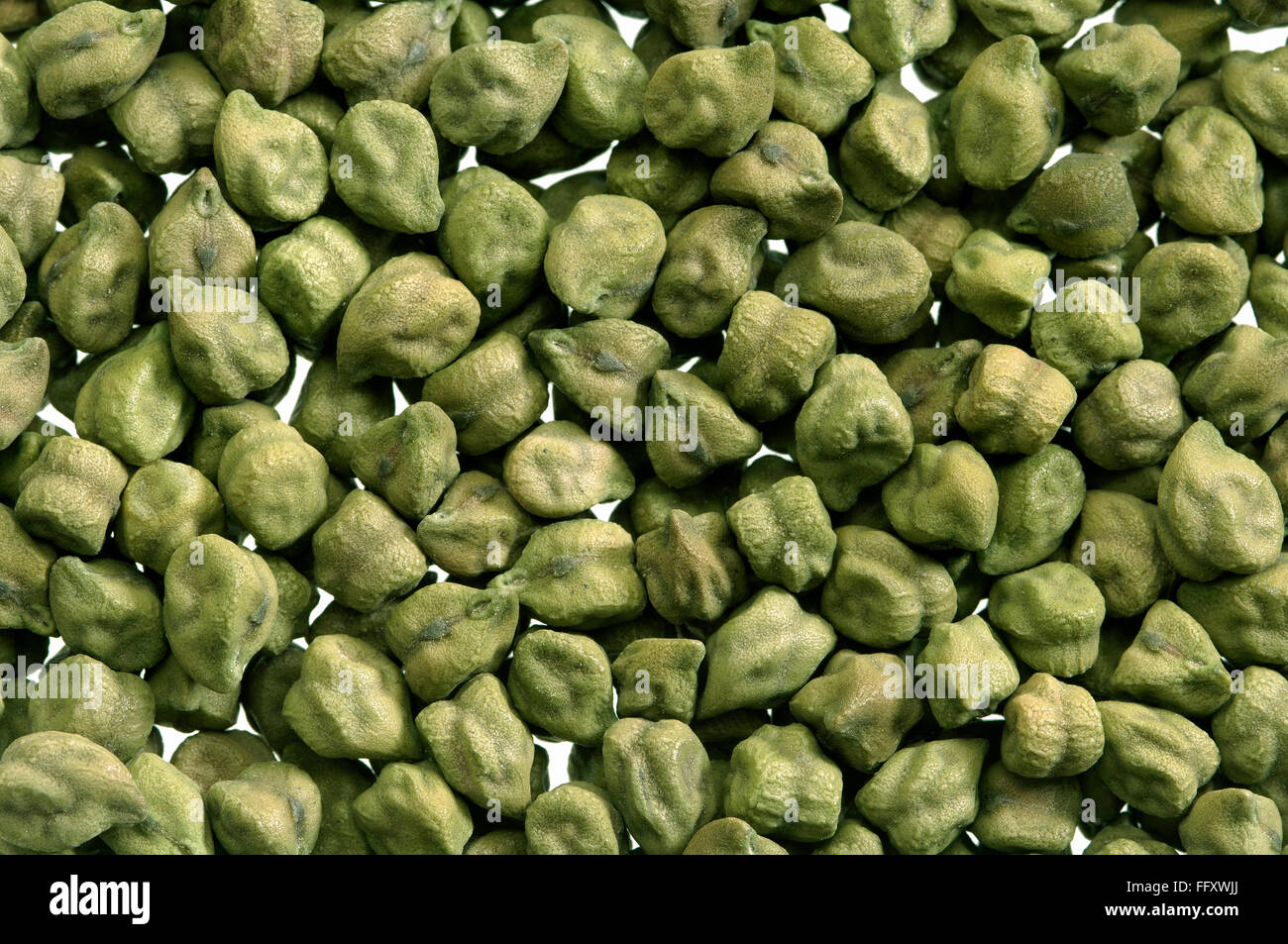Grain , pulse green chick peas whole green gram or channa on white background Stock Photo