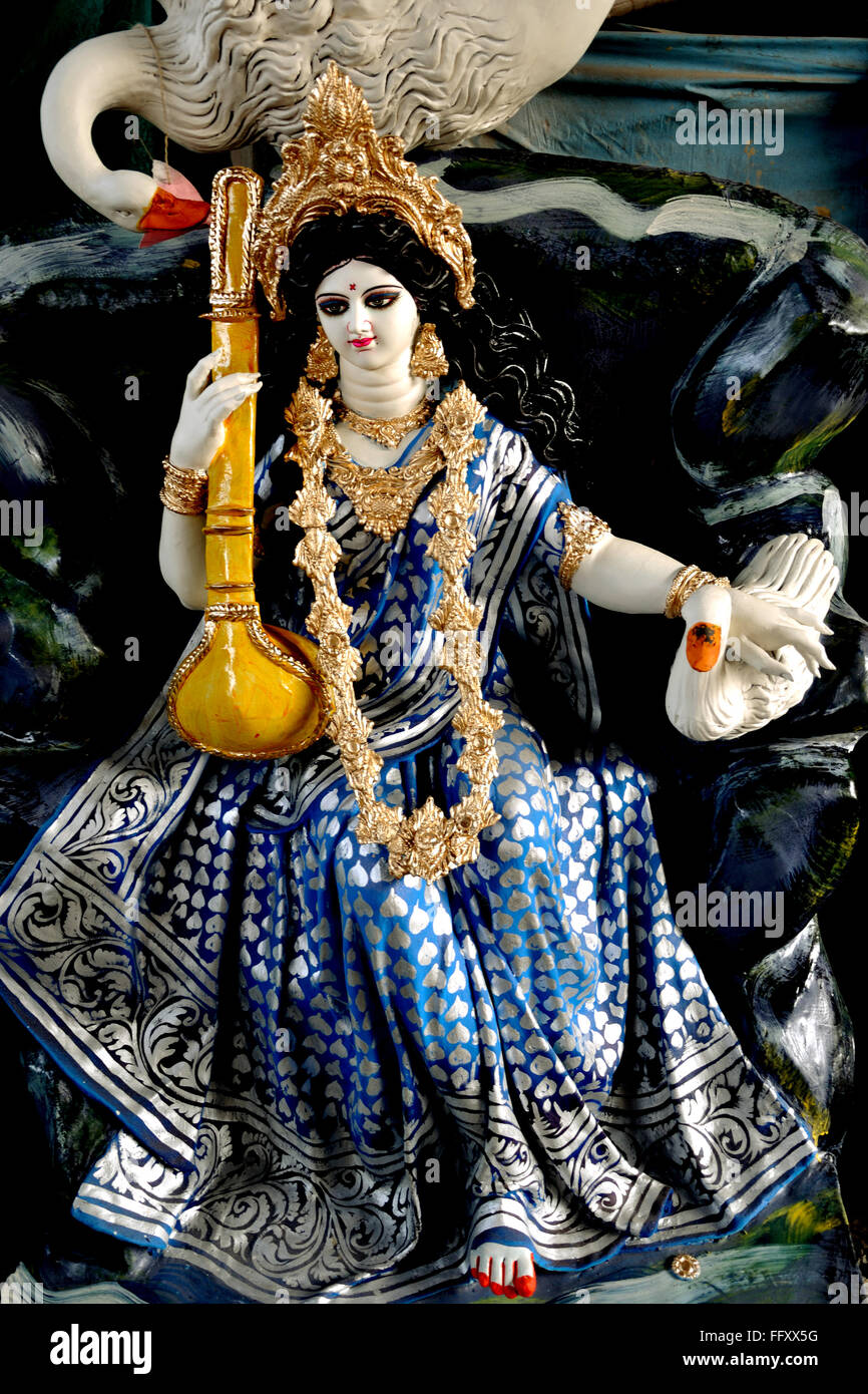 Devi saraswati goddess of learning Stock Photo
