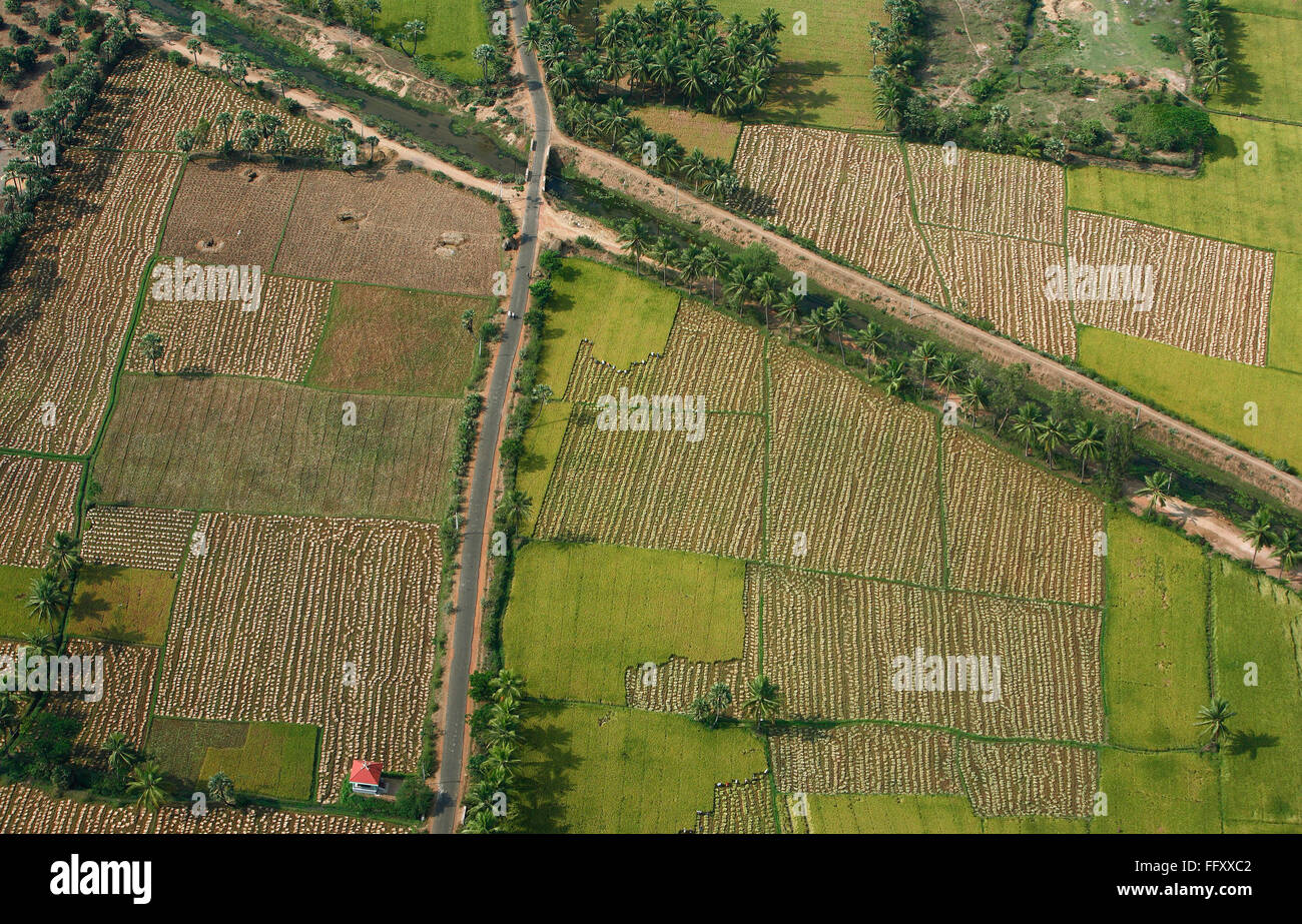 Varappu Aerial view of tilled and cultivated field , Andhra Pradesh , India ...