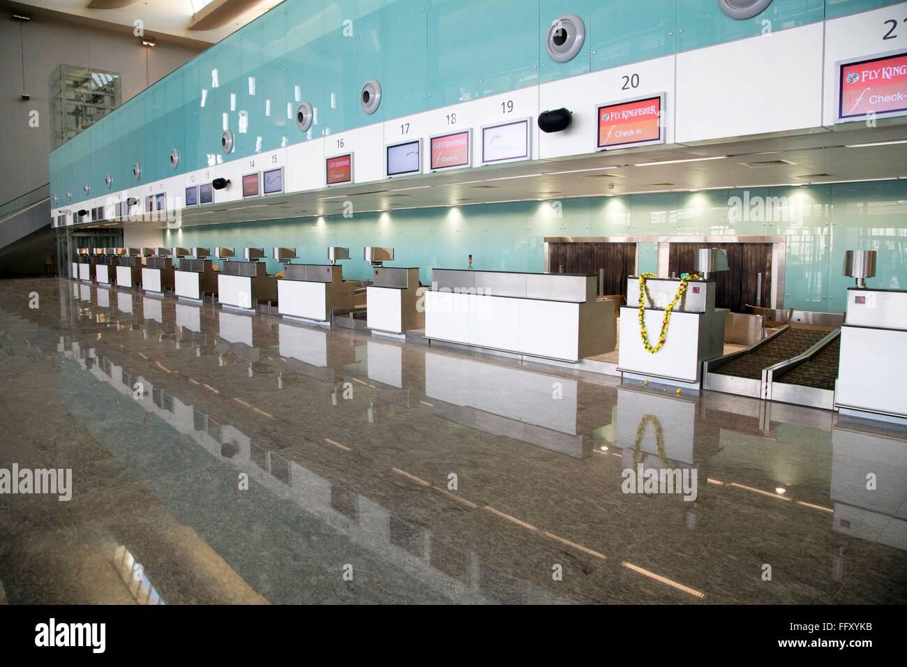 Check in counters of Bengaluru international airport , Bangalore , Karnataka , India Stock Photo