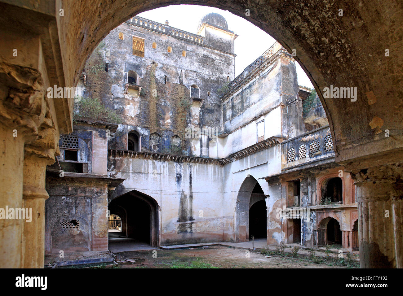 Inside view of palace Taj Mahal built by Nawab Shahjahan Begum for her own residential purpose built Bhopal Madhya Pradesh Stock Photo