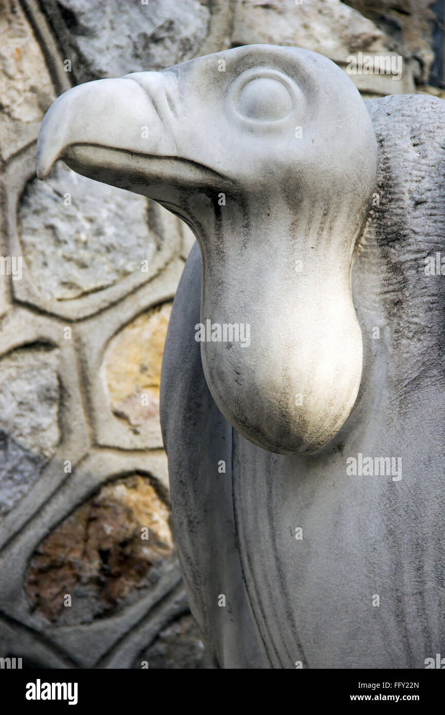 Belgrade ZOO – White stone sculpture of a standing vulture Stock Photo