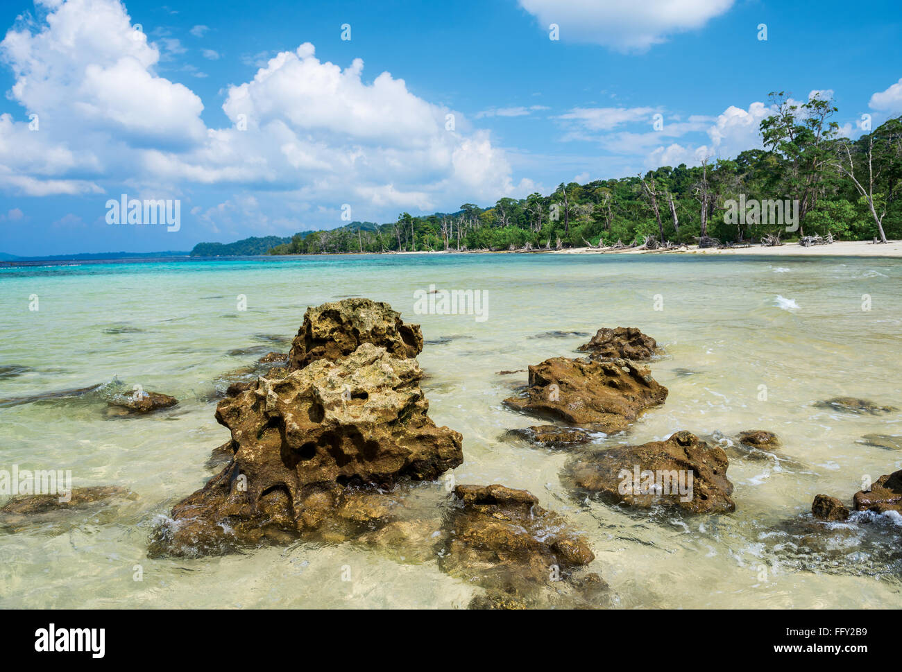 Exposed rocks at Elephant Beach, Havelock Island, Andaman, India Stock Photo