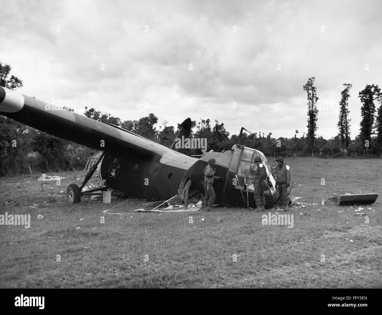WORLD WAR II PLANE CRASH. /nAmerican troops of the 82nd Airborne