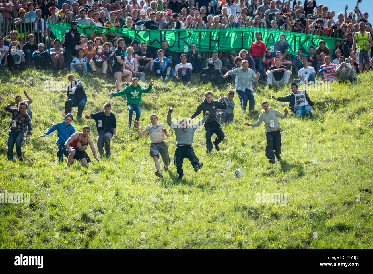 Cheese Rolling at Cooper's Hill, Brockworth, Gloucestershire Stock Photo Alamy