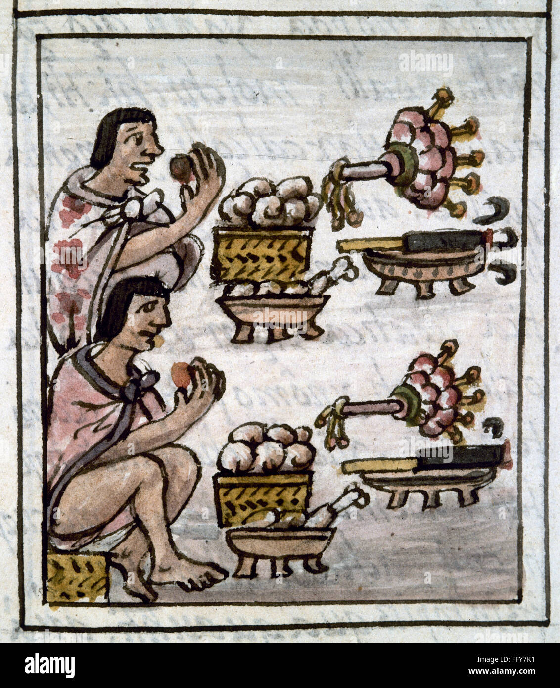 MEXICO AZTEC LUNCH. /nAztecs eating tamales for Lunch. Drawing from