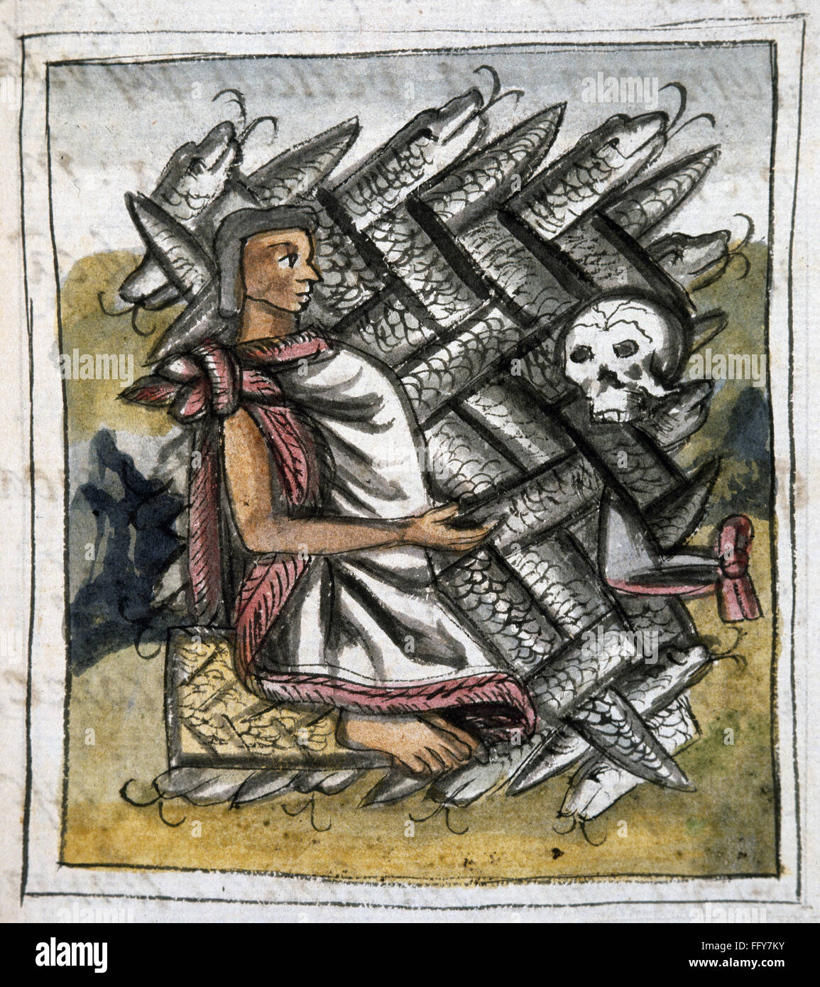 AZTEC: LIFE AND DEATH. /nSnakes (representing life) and a skull ...