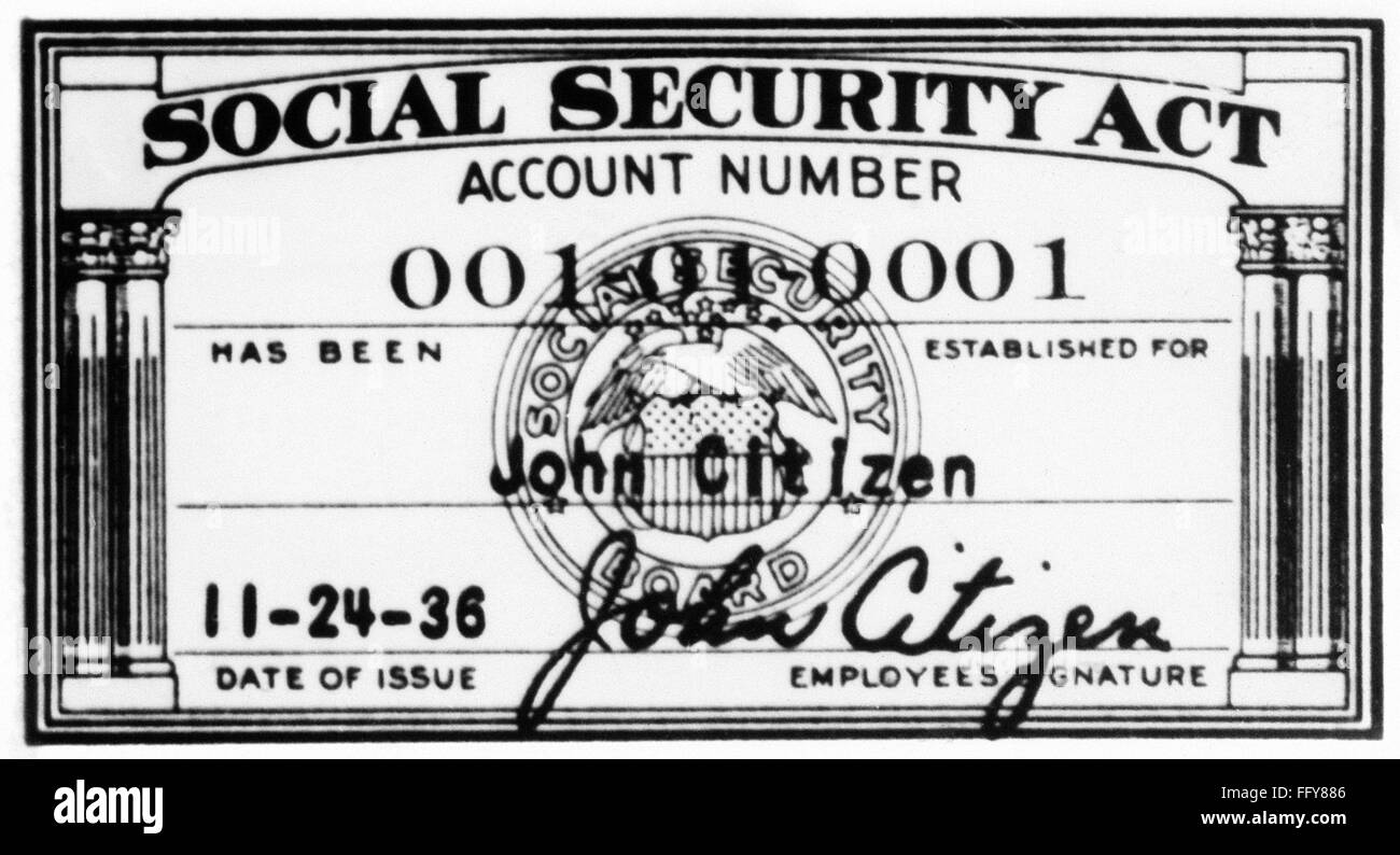 SOCIAL SECURITY CARD, 1936. /nSample Social Security account card
