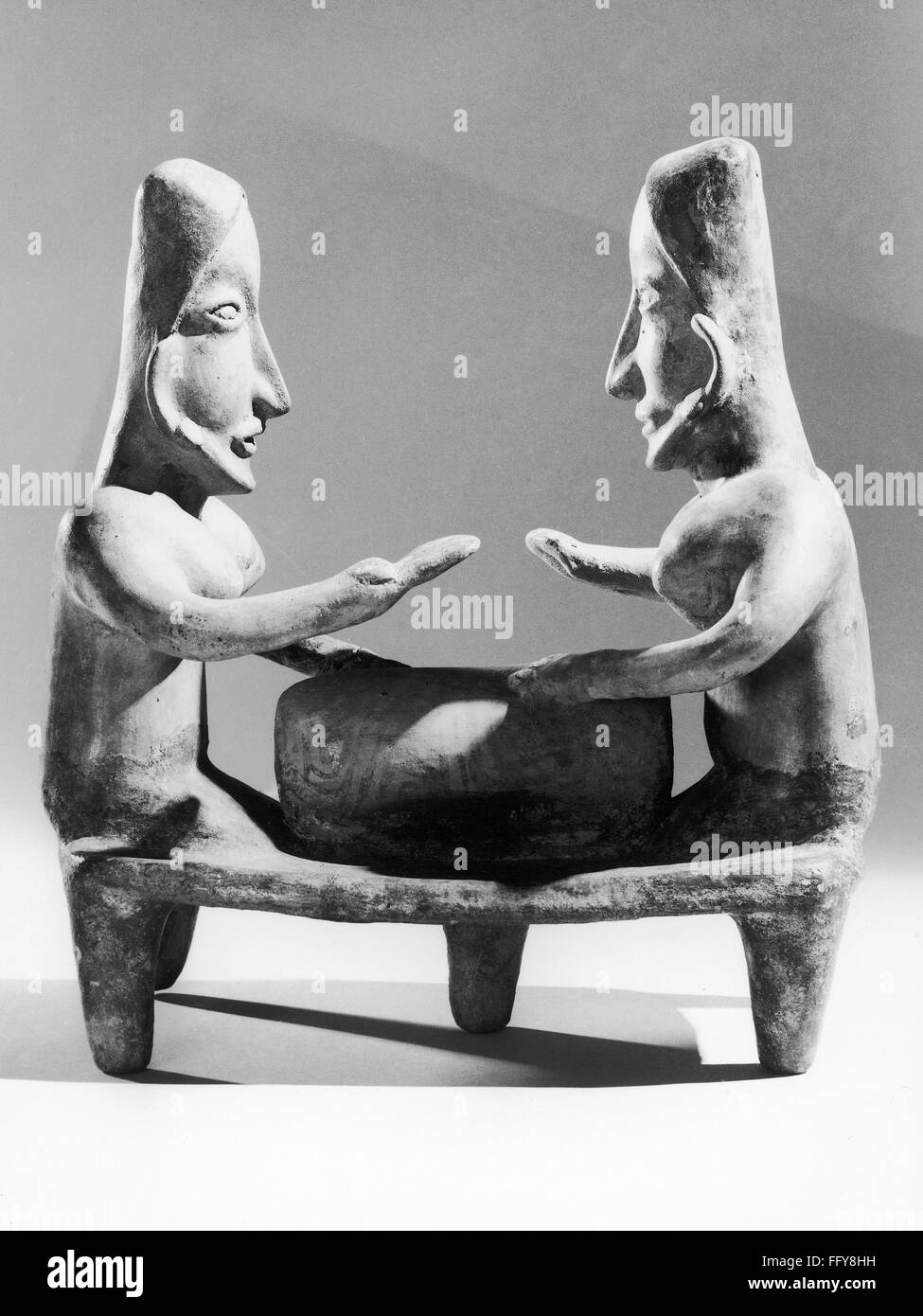 MEXICO NAYARIT FIGURE. /nCeramic sculpture of two women conversing, by