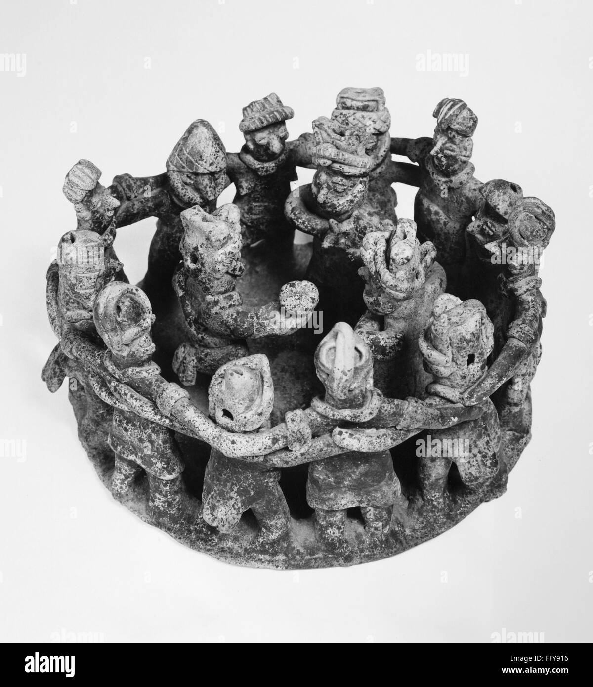 MEXICO NAYARIT DANCERS. /nCeramic figure group of three dancers