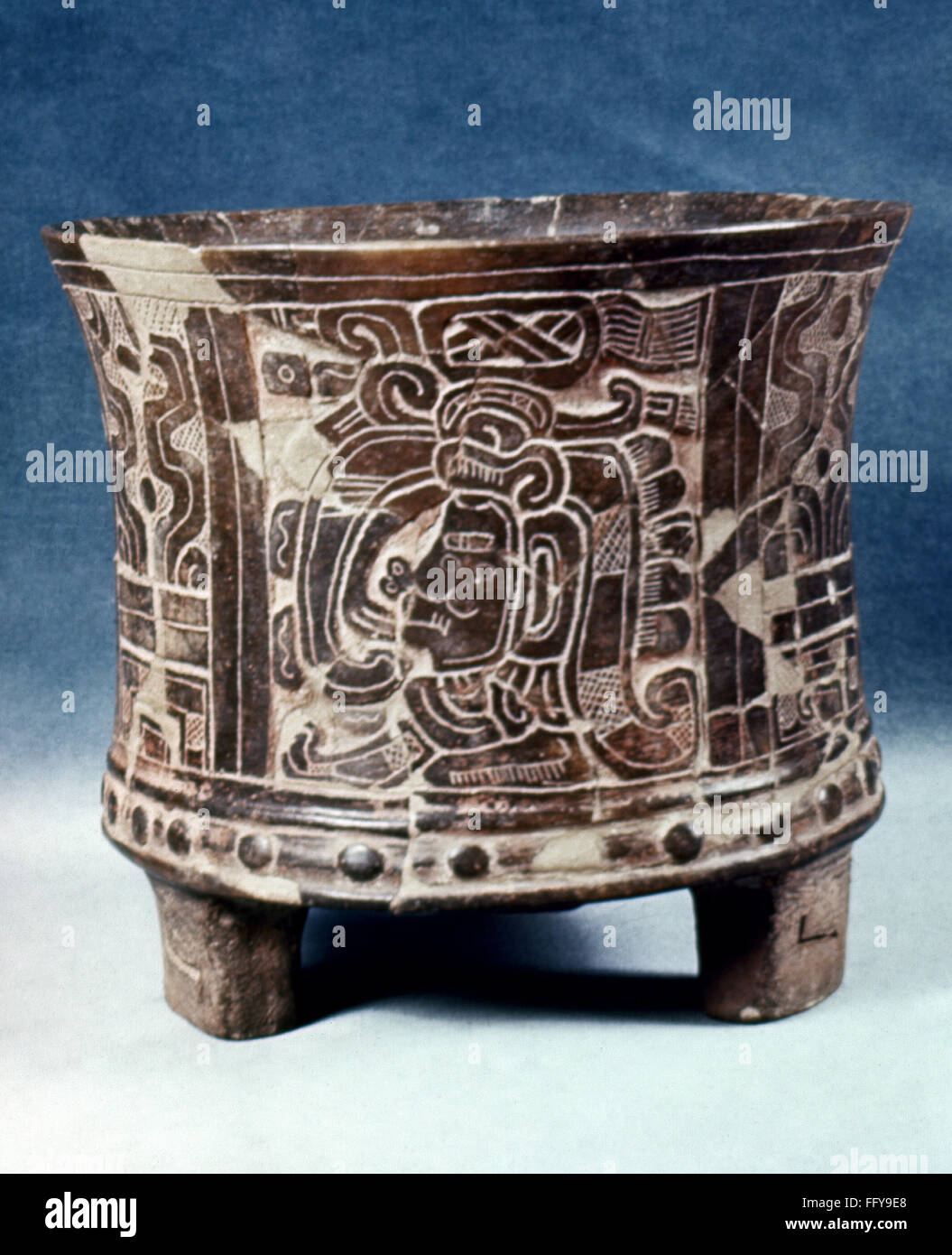 GUATEMALA: MAYAN BOWL. /nMayan cylindrical tripod bowl. Pottery with