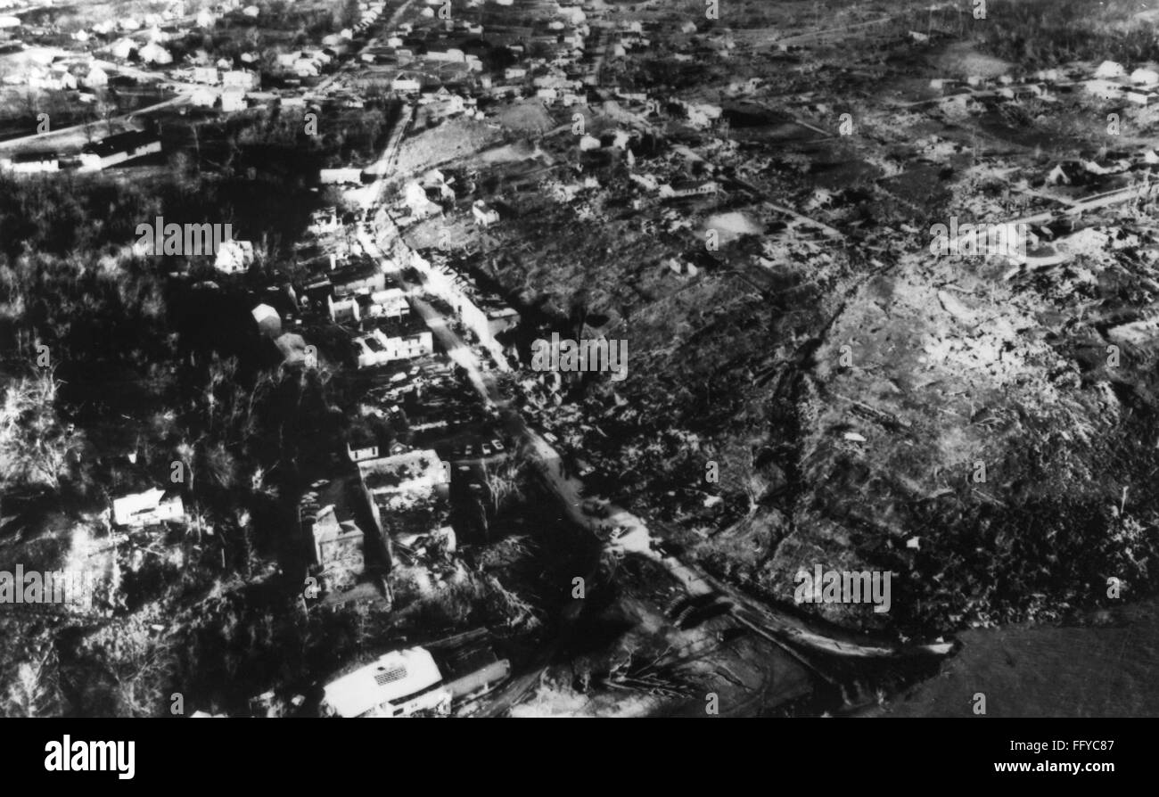 KENTUCKY TORNADO, 1974. /nAerial view of the town of Brandenburg