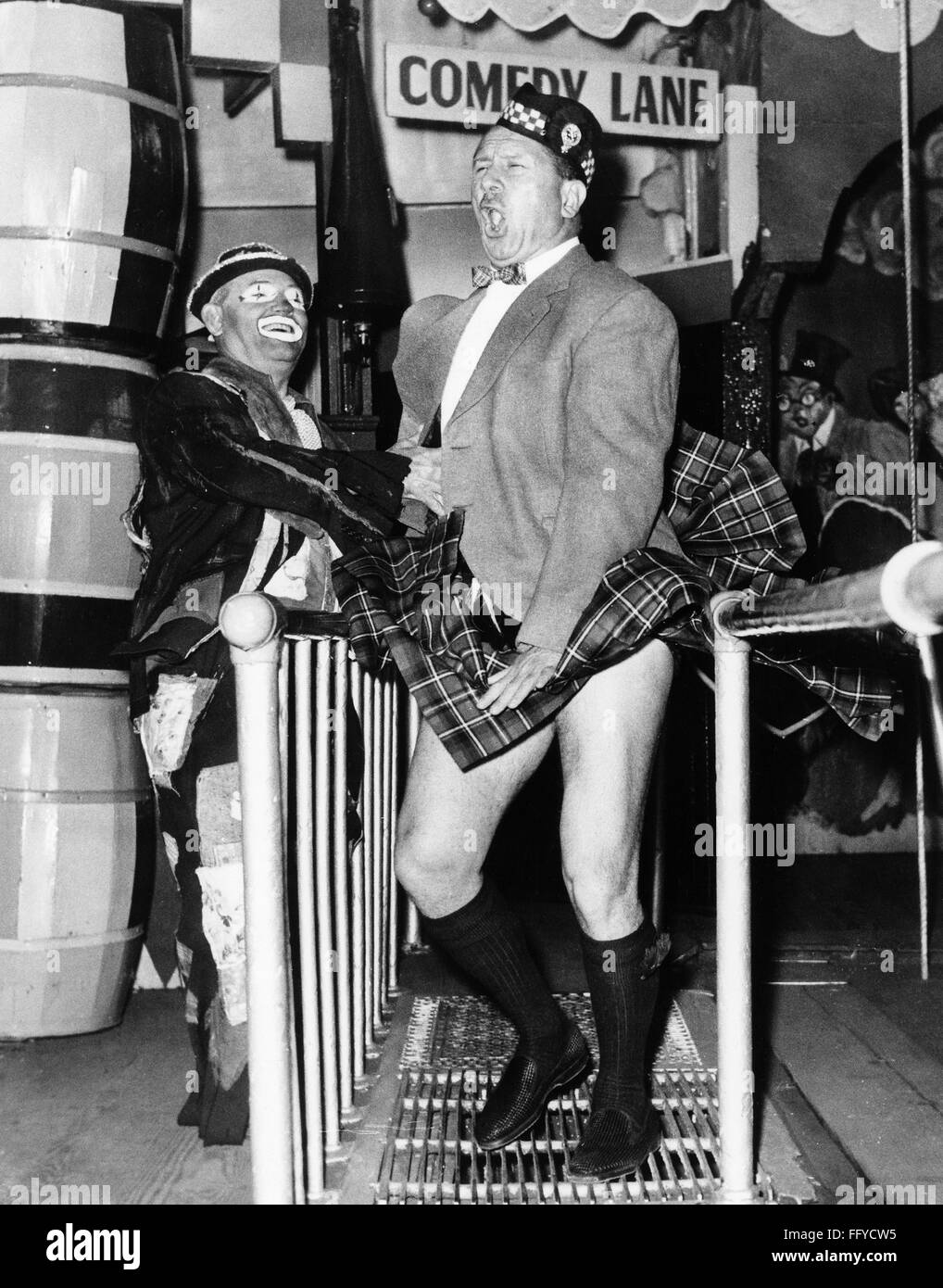 CONEY ISLAND FUN HOUSE. /nDr. Leo Wollman has his kilt