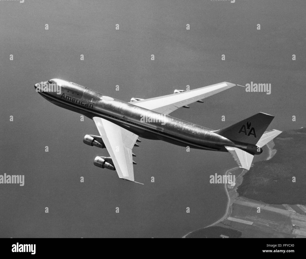 AMERICAN AIRLINES PLANE. /nA Boeing 747 airplane operated by American