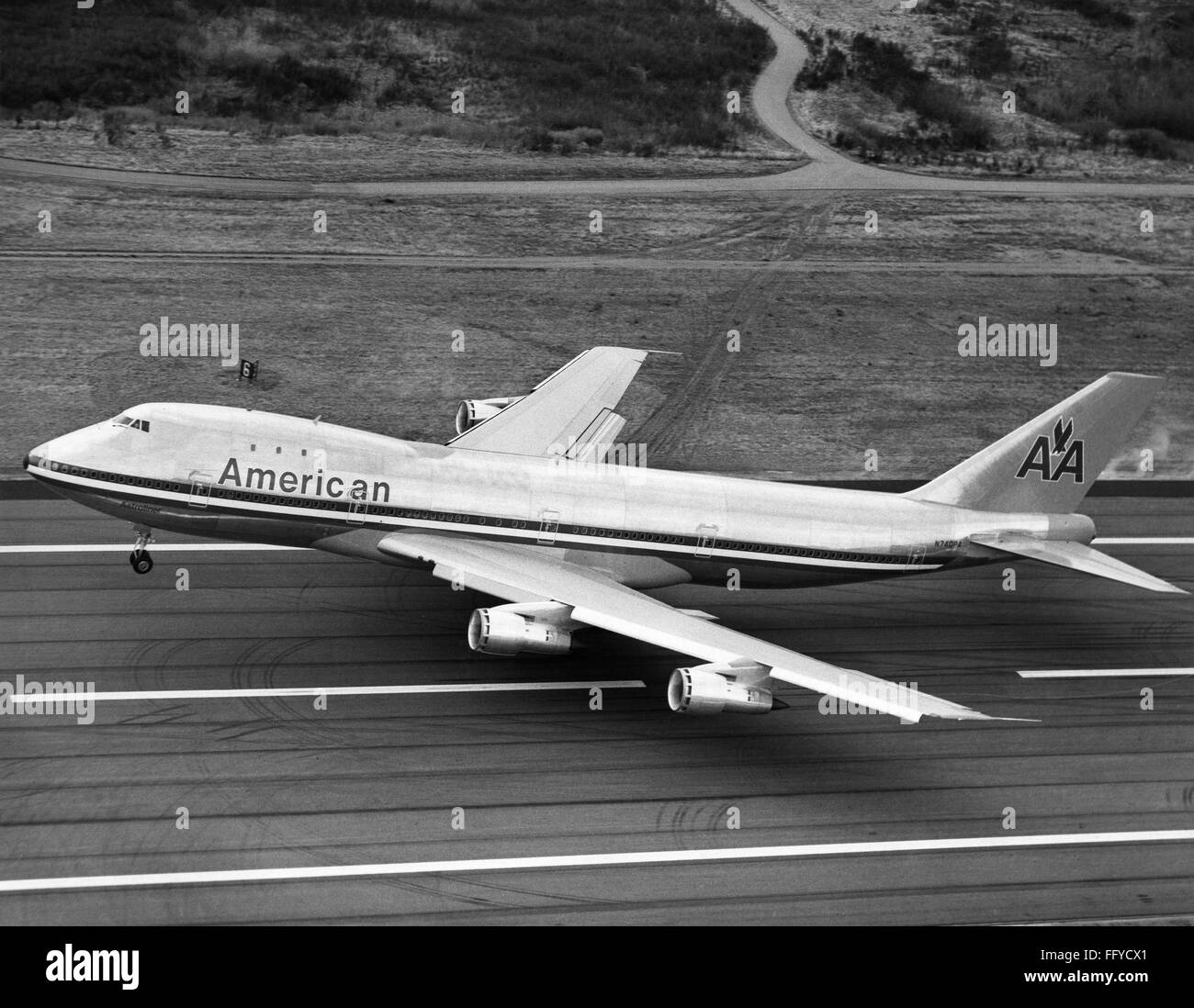 AMERICAN AIRLINES PLANE. /nA Boeing 747 passenger plane operated by