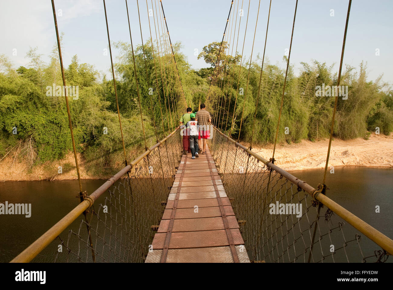 Hanging bridge on tunga river in Hariharapura shimoga Karnataka India Asia Stock Photo