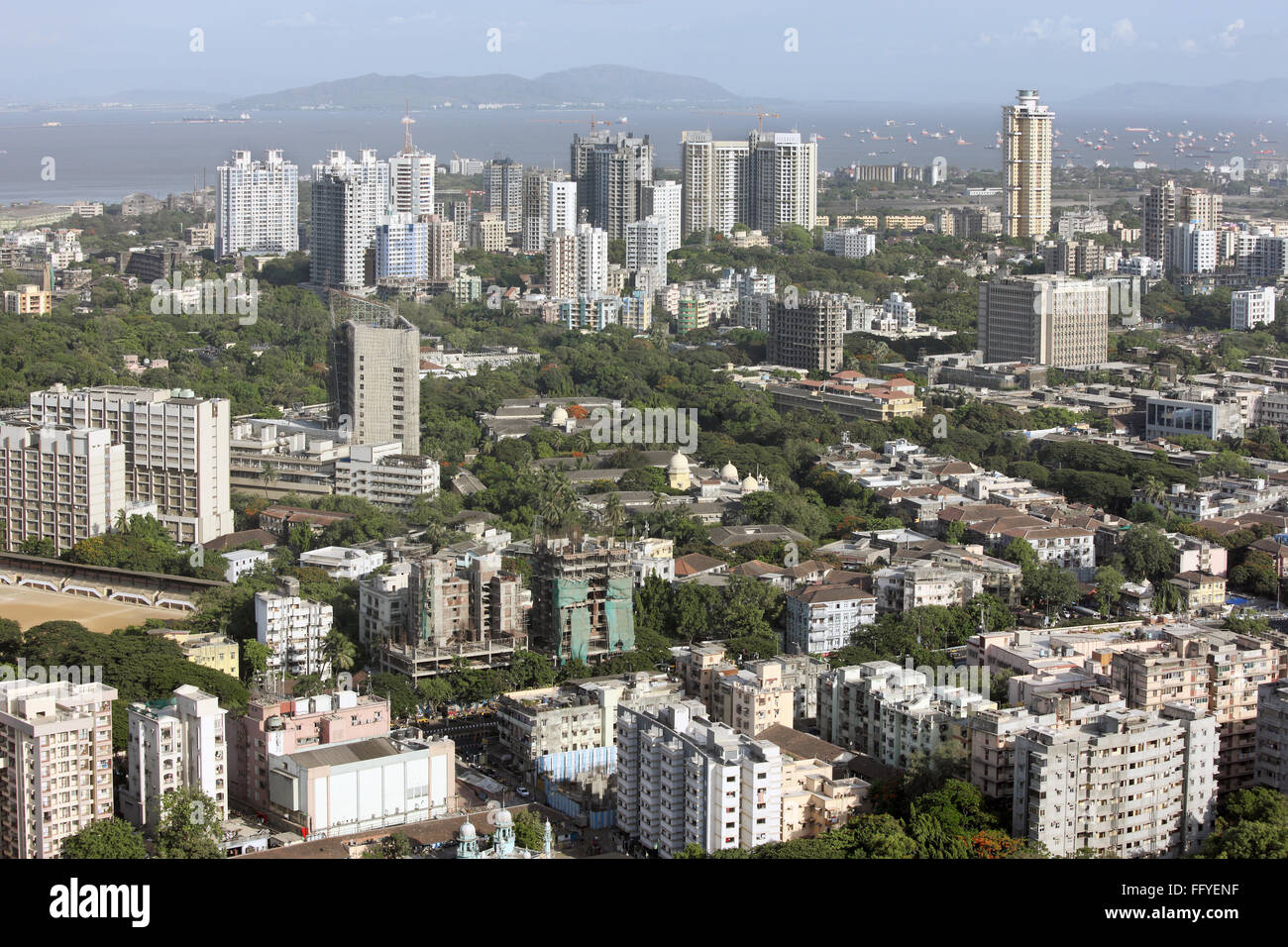 Aerial view of wadala with sewri ; Bombay Mumbai ; Maharashtra ; India