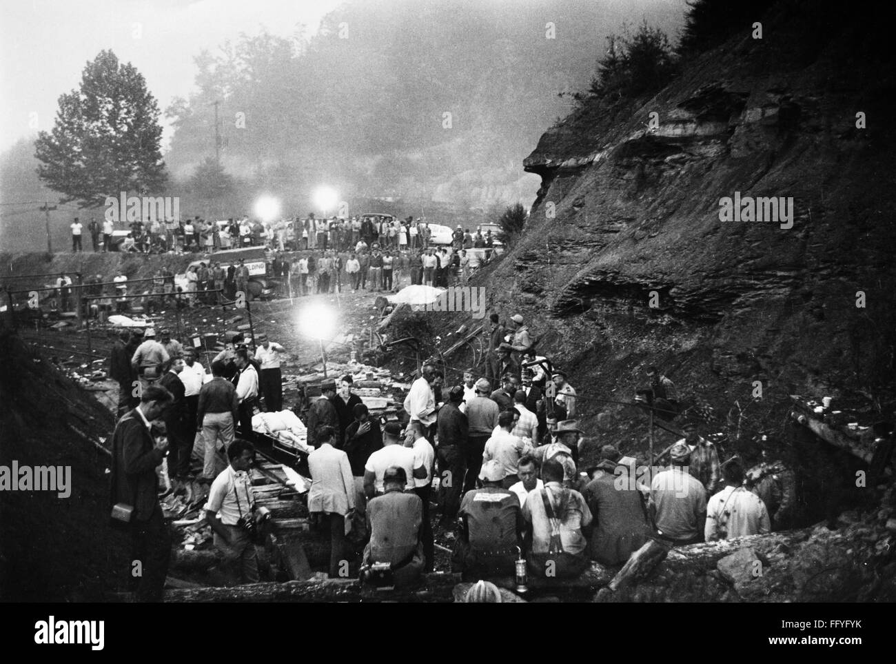 MINING DISASTER, 1966. /nFamily members and friends of trapped miners