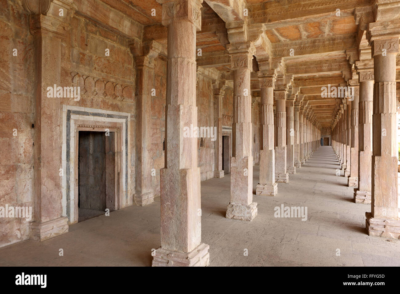 Pillars and hall of Jama Masjid ; Mandu ; Madhya Pradesh ; India Stock Photo