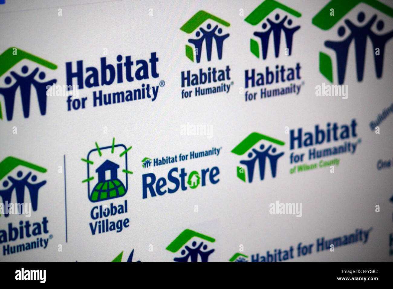 Markenname: 'Habitat for Humanity'. Stock Photo