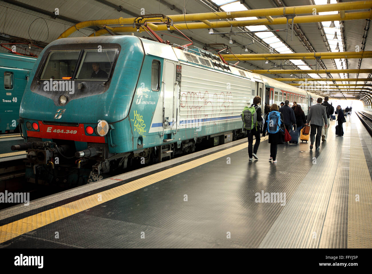 Metro Rail linking Rome Station to Rome Air Port Italy Stock Photo