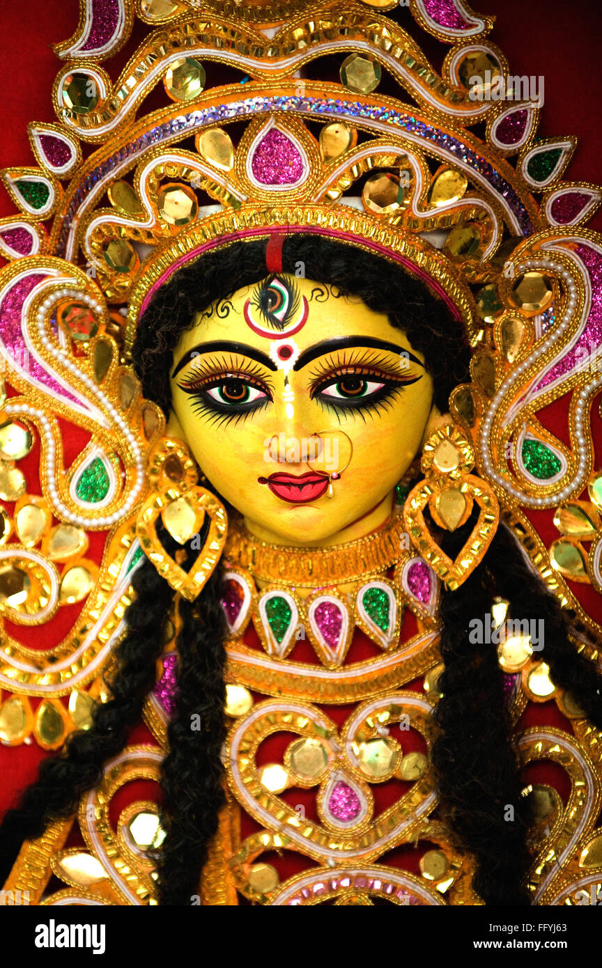 Goddess durga idol on durga puja festival ; Kumartuli ; Calcutta