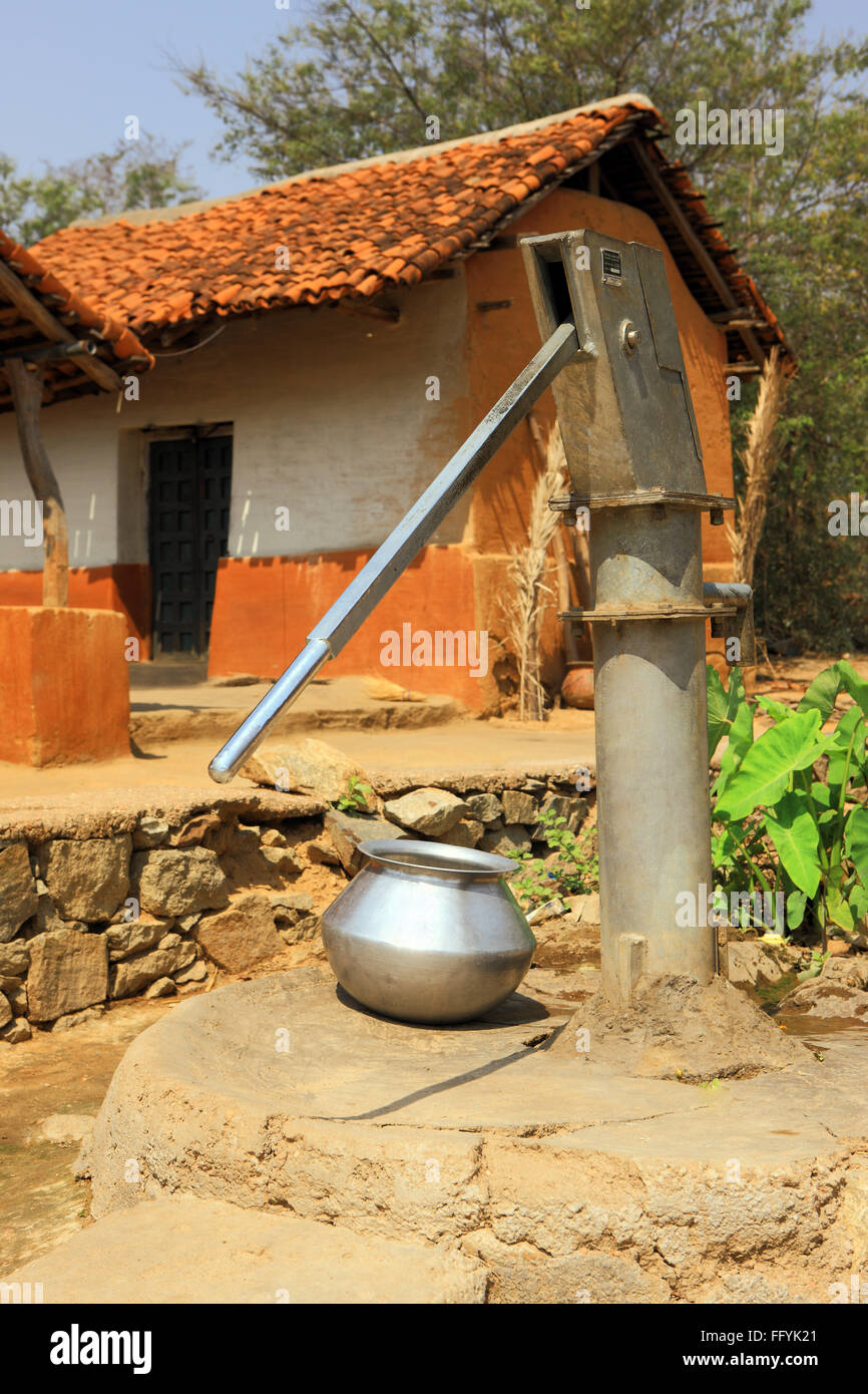 Hand Pump under Drinking Water in village of Jharkhand India Stock Photo