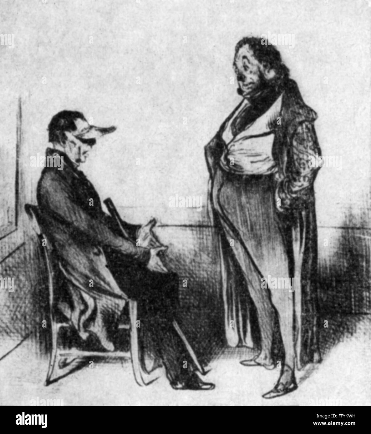 medicine, ophthalmology, 'Un Oculiste brevete' (A Certified Oculist), by Honore Daumier (1808 - 1879), lithograph, from: 'Le Charivari', Paris, 2.7.1837, Additional-Rights-Clearences-Not Available Stock Photo