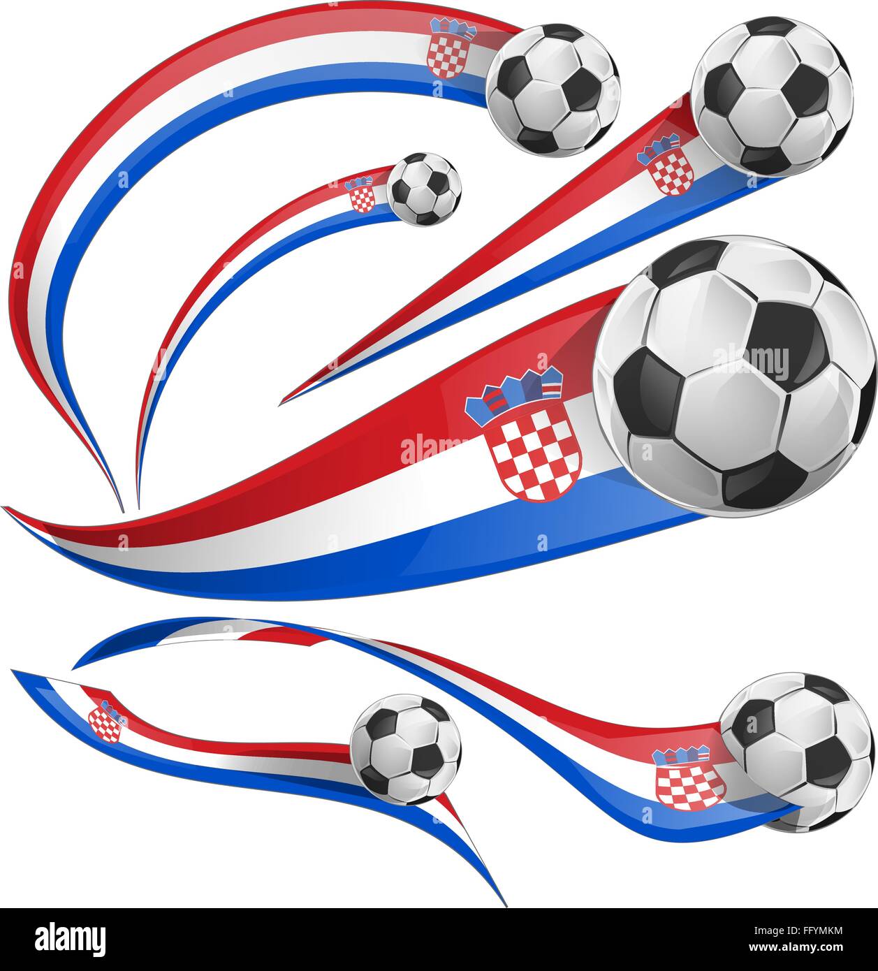 croatia flag set with soccer ball isolated Stock Vector