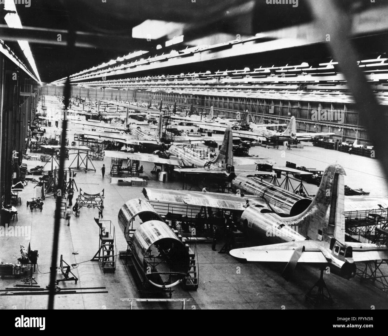 BOEING B-29 FACTORY, c1945. /nAssembly room for the Boeing B-29 Superfortress, built for the U.S. Air Force. Photograph, c1945. Stock Photo