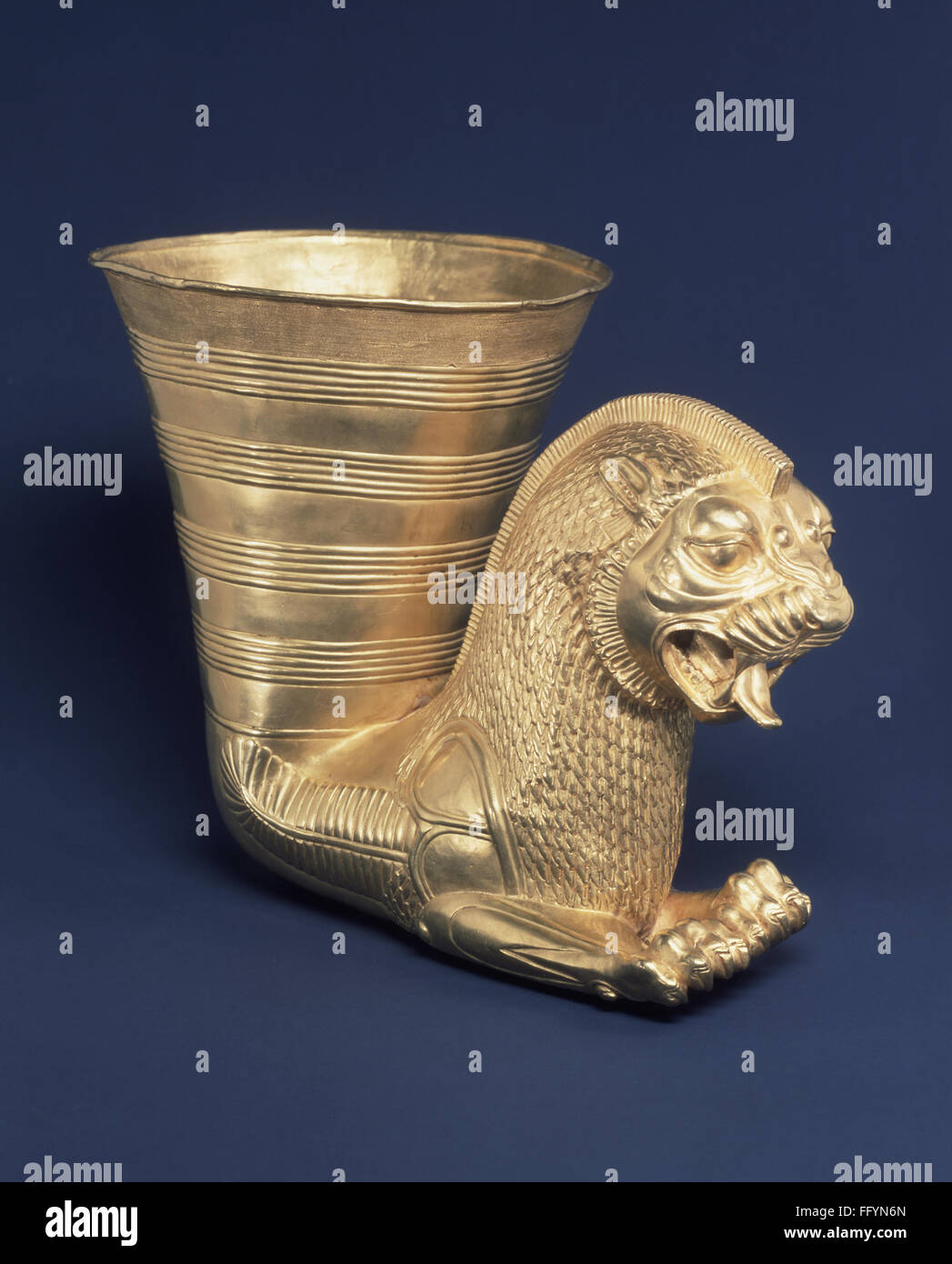 IRAN: GOLD LION. /nGold vessel in the shape of a lion from Hamadan ...