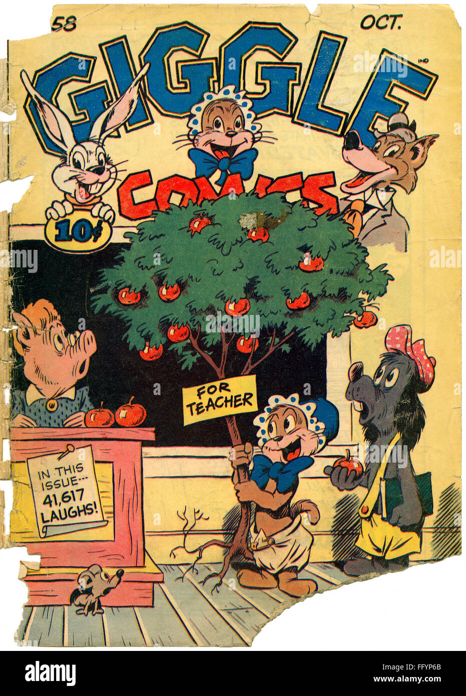 GIGGLE COMICS, 1948. /nThe front cover of the October 1948 issue of Giggle Comics. Stock Photo