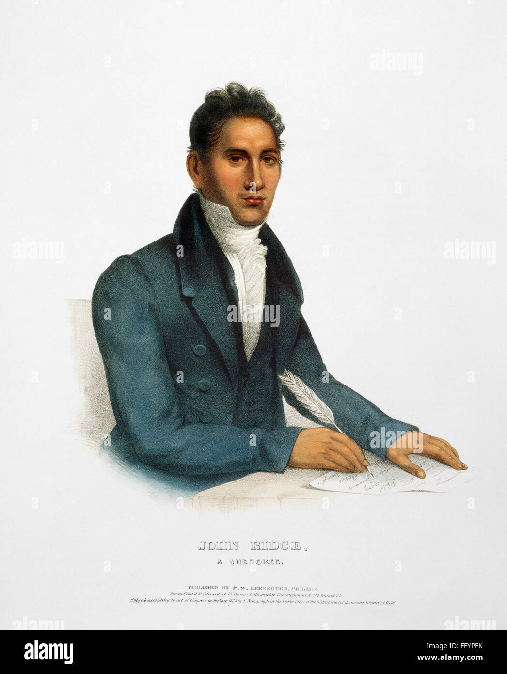 JOHN RIDGE (c1802-1839). /nCherokee Native American leader. Lithograph ...