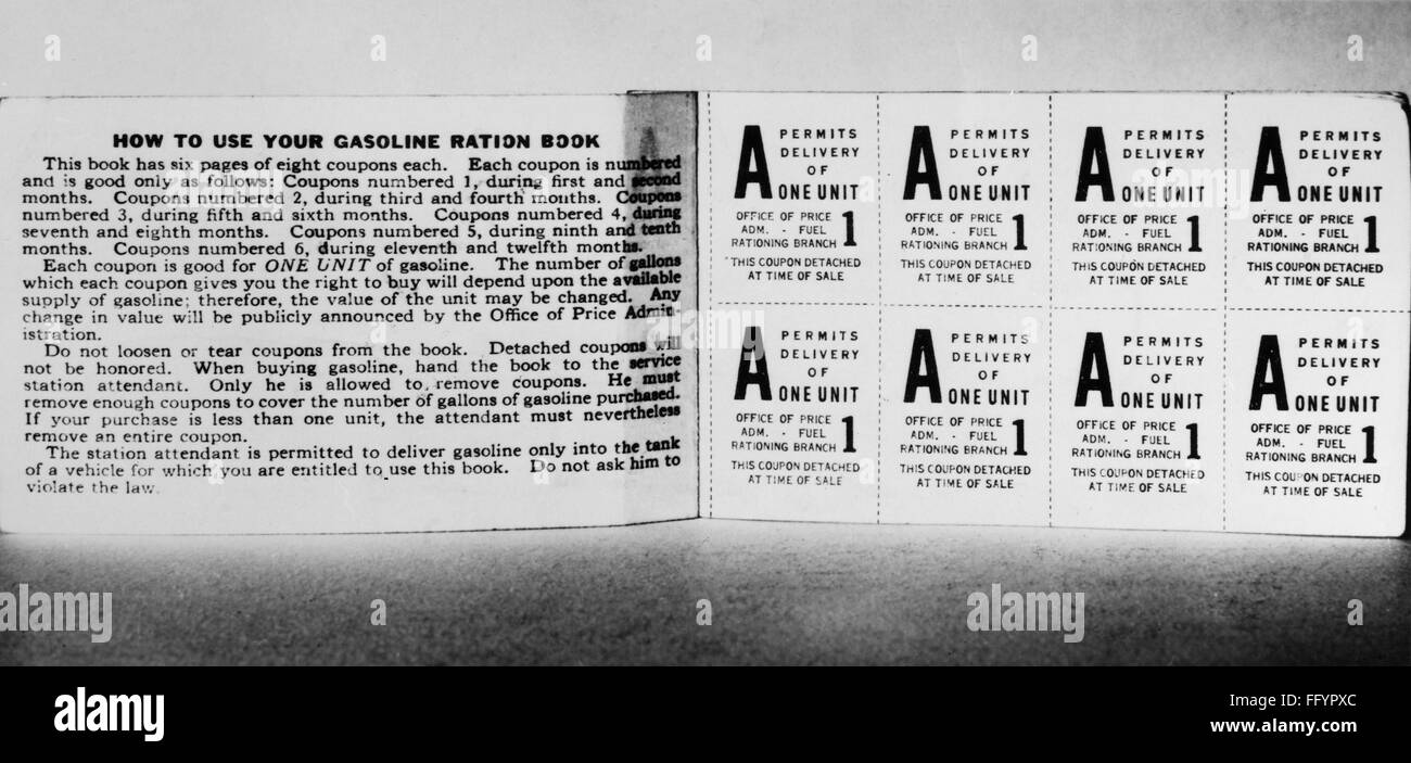 WAR RATION STAMPS, c1943. /nAmerican gasoline ration stamps issued ...
