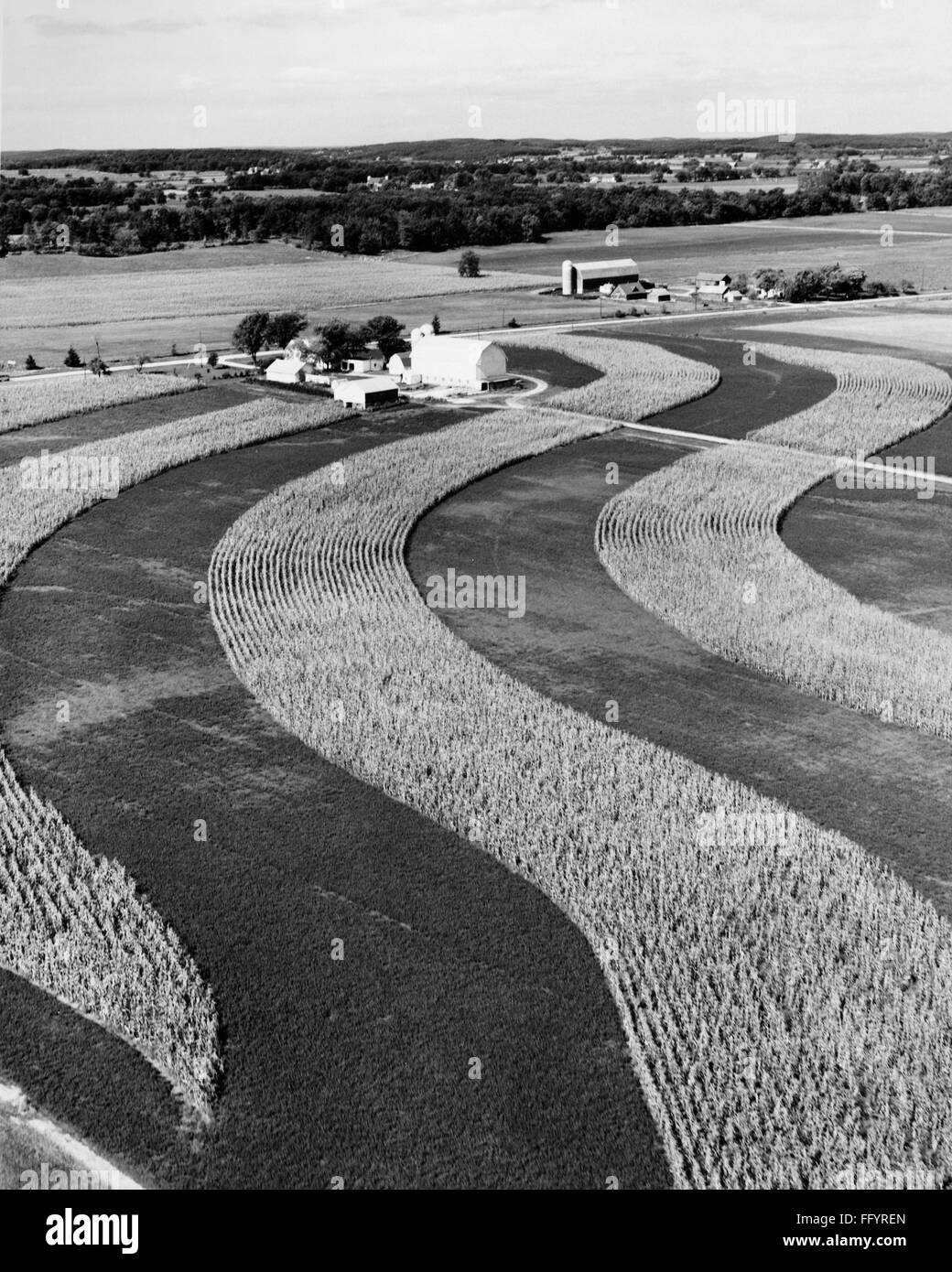 WISCONSIN FARM, 1961. /nA farm with contour ploughing in Poy Sippi