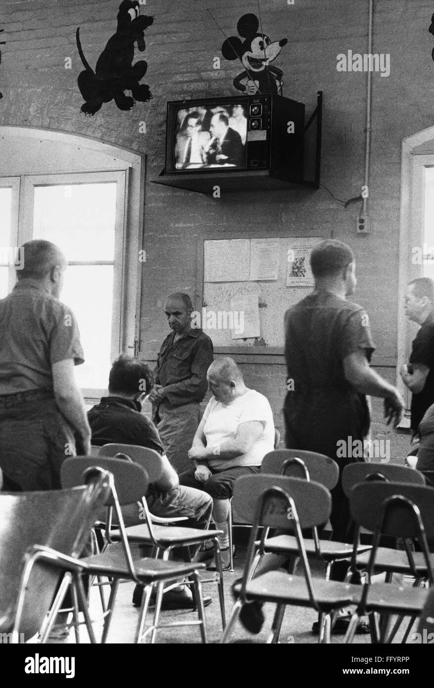 MENTAL INSTITUTIONS./nResidents in the rec room of Willowbrook State