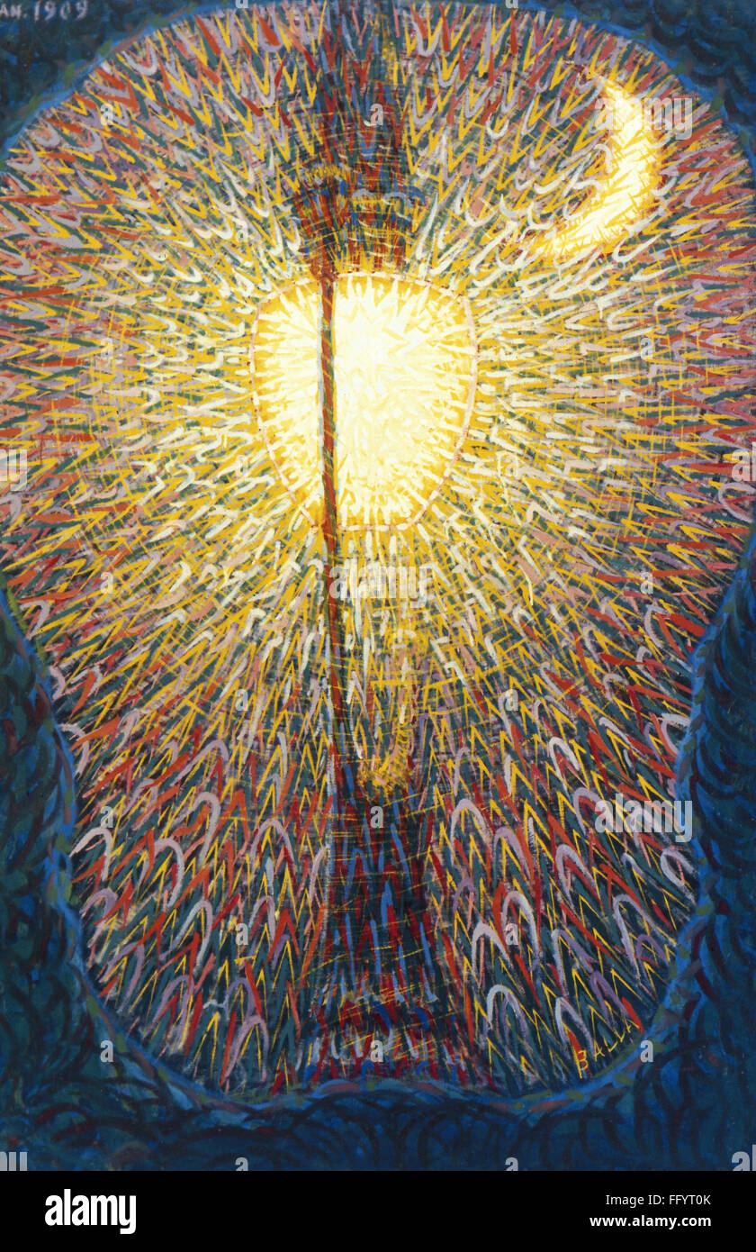 BALLA STREET LIGHT, 1909. /nOil on canvas by Balla, 1909 Stock