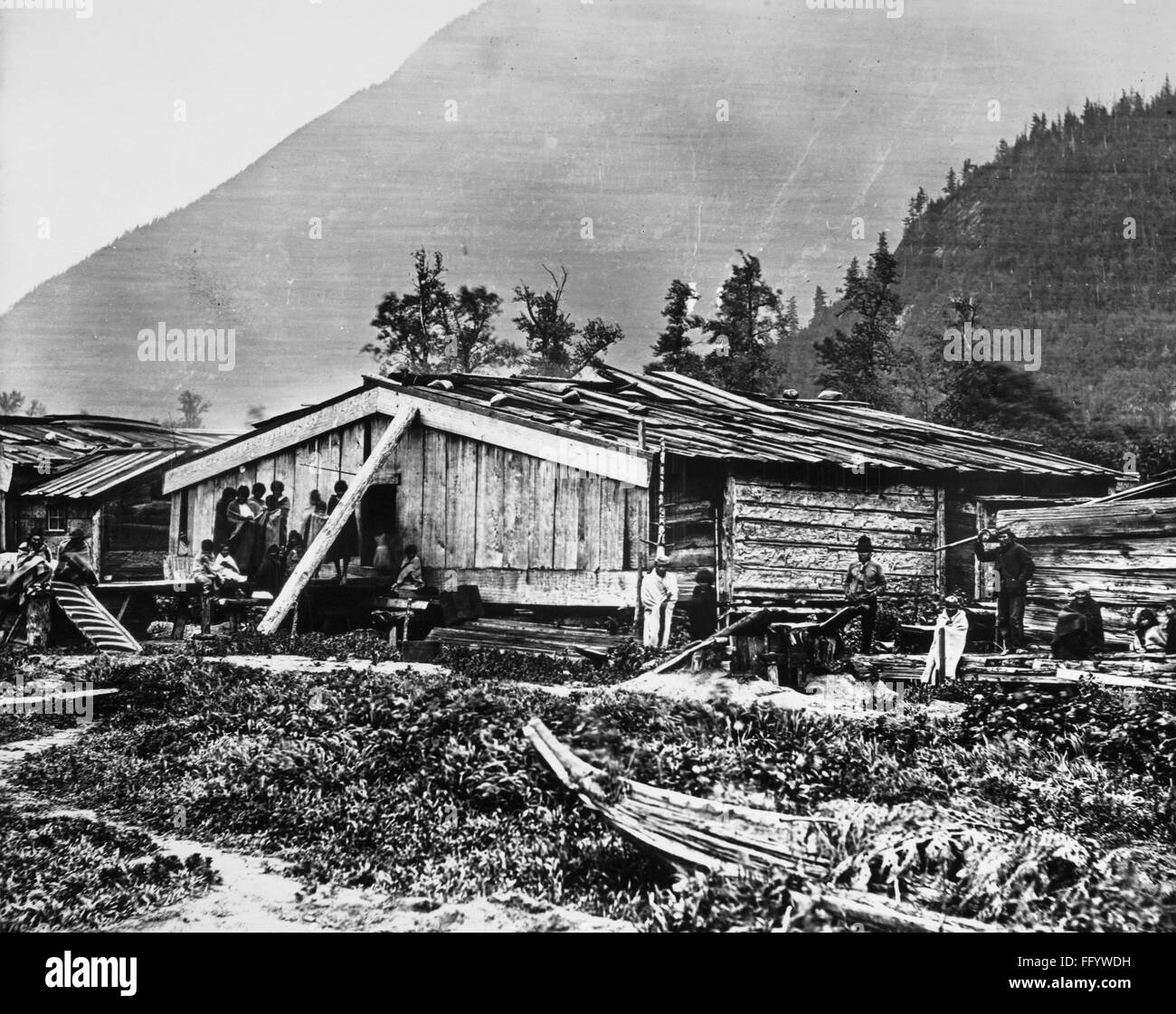 CANADA NUXALK VILLAGE. /nA group of Nuxalk (or Bella Coola) Native