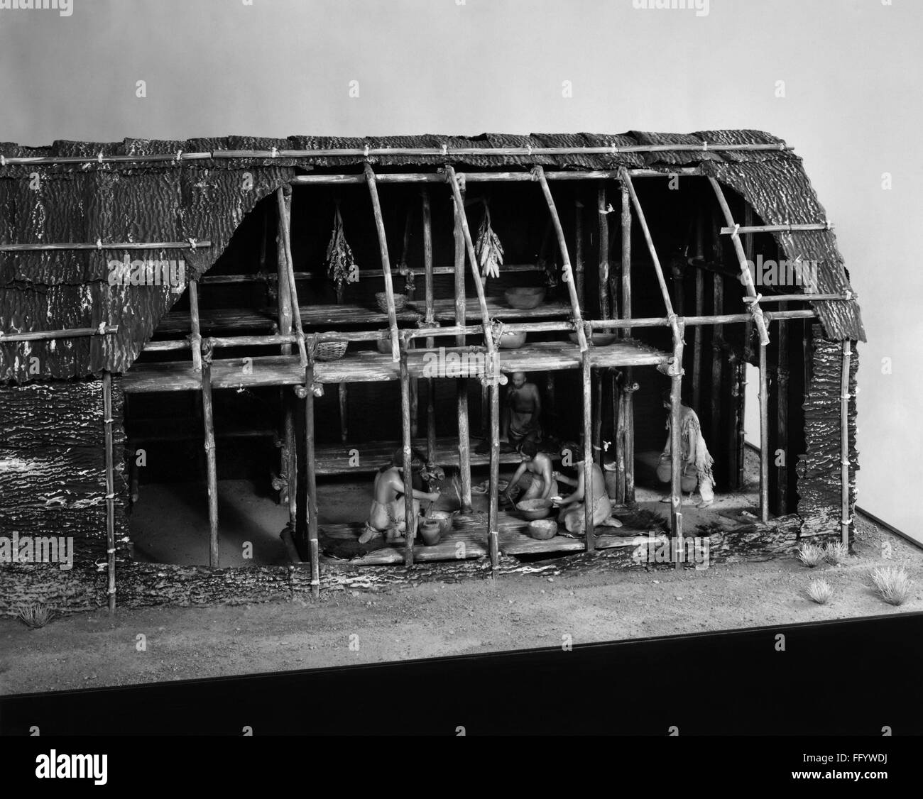 IROQUOIS LONGHOUSE. /nModel of an Iroquois longhouse, on display at the